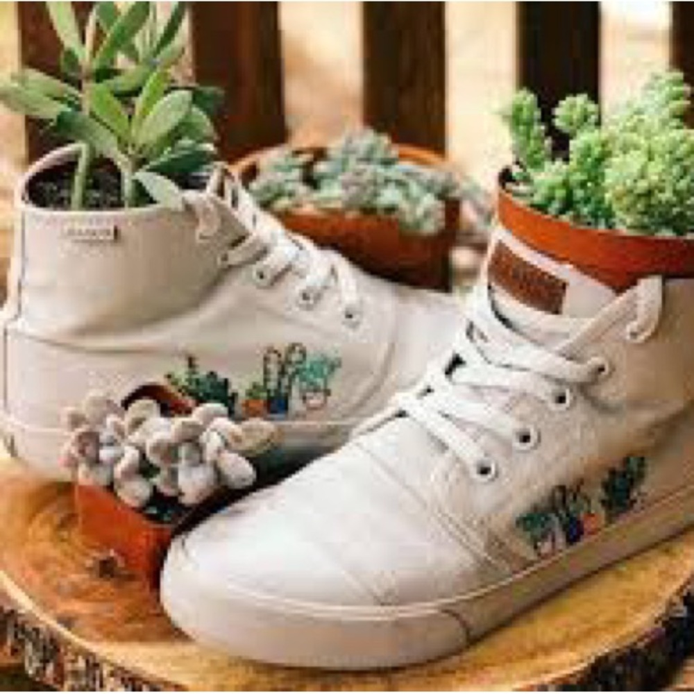 BANGS London Fog High Tops w/succulent embroidering